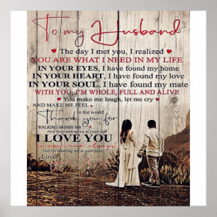 Póster Letter For Him Cool To My Husband Gift