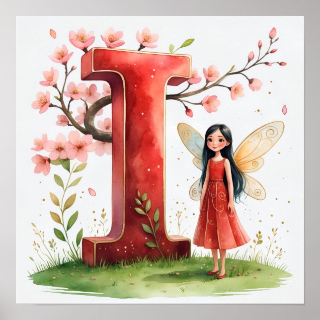 Póster Letter I Cherry Blossom Fairy Poster - Fairy Art  (Frente)