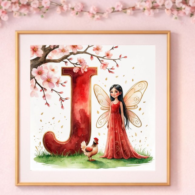 Póster Letter J Rooster Cherry Blossom Fairy Poster Art (Subido por el creador)