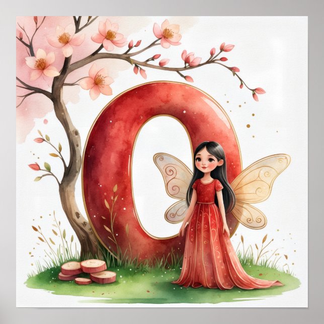 Póster Letter O Cherry Blossom Fairy Art Poster Alphabet (Frente)