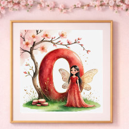 Póster Letter O Cherry Blossom Fairy Art Poster Alphabet