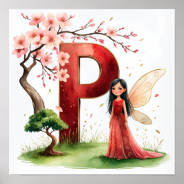 Póster Letter P Bonsai Tree Fairy Poster Japanese Garden