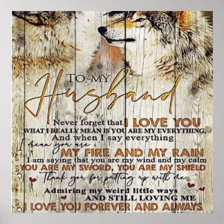 Póster Letter To My Husband , Lovely Quotes Gift