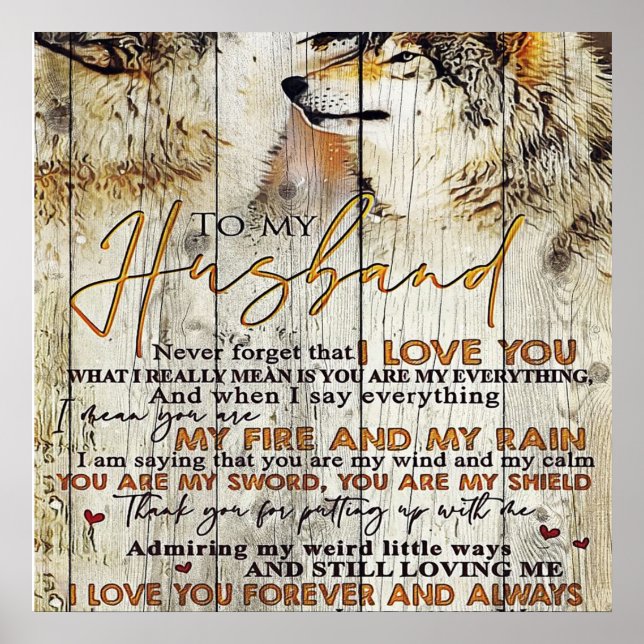 Póster Letter To My Husband , Lovely Quotes Gift (Frente)