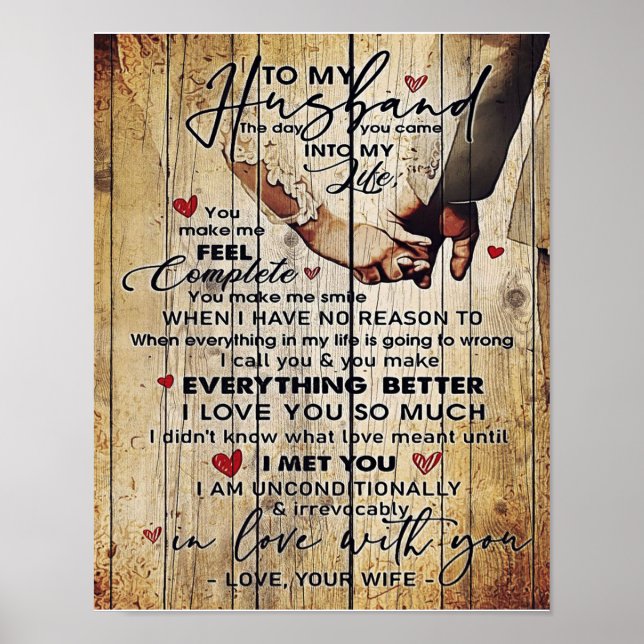 Póster Letter To My Husband , Lovely Quotes Gift (Frente)