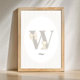 Póster Letter W Nursery Wall Art - Custom Baby Name Print