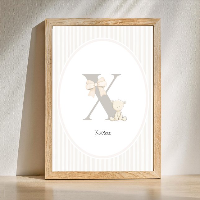 Póster Letter X Nursery Wall Art - Custom Baby Name Print (Letter X Nursery Wall Art - Custom Baby Name Print)