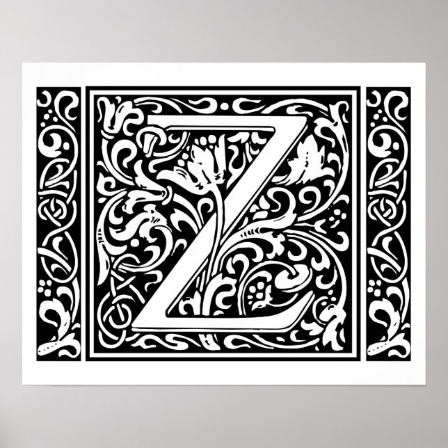 Póster Letter Z Medieval Monogram Vintage Initial (Frente)