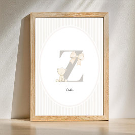 Póster Letter Z Nursery Wall Art - Custom Baby Name Print