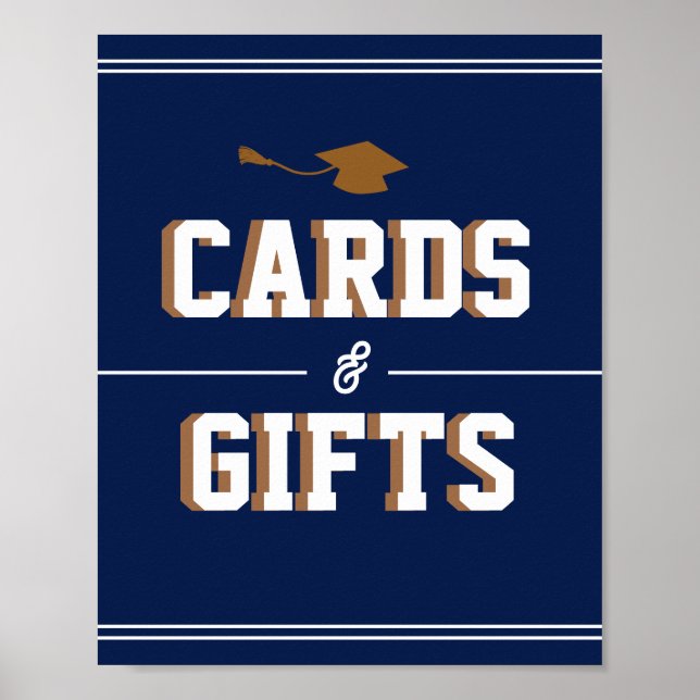Póster Letterman Graduation NAVY Cards & Favors  (Frente)