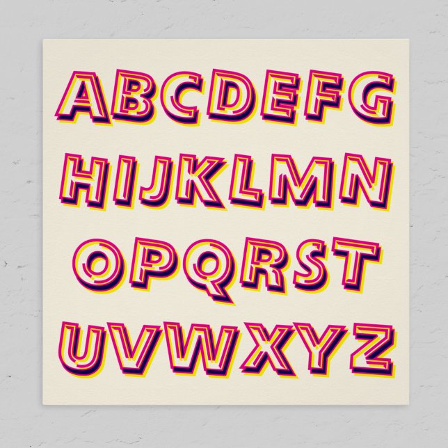 Póster Letters of the Alphabet Retro Cool Literacy (A wall poster featuring the letters of the alphabet in capitals, in a retro style)