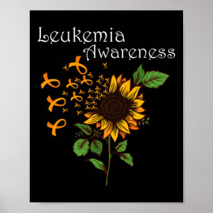 Póster Leucemia Awareness Naranja Ribbon con girasol