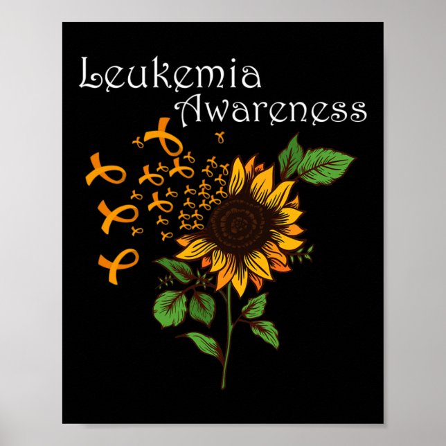 Póster Leucemia Awareness Naranja Ribbon con girasol (Frente)