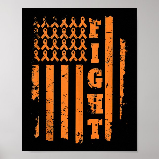 Póster Leucemia Cáncer Conciencia Leucemia Naranja Cinta (Frente)