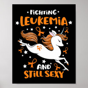 Póster Leucemia Y Todavía Unicornio Cubo Naranja