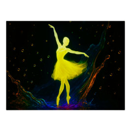 Póster Leuchtende Ballerina in Farbiger Wassersymphonie