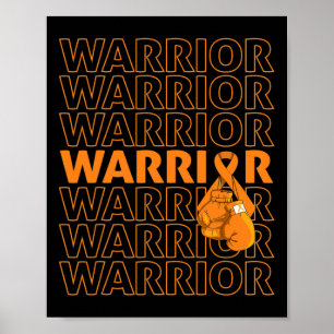 Póster Leukemia Awareness Warrier Naranja Ribbon Boxing G