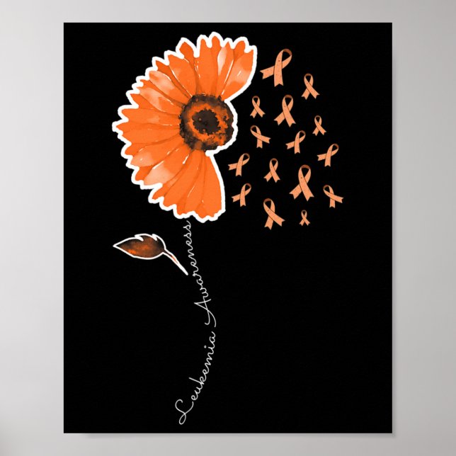 Póster Leukemia Awareness Warrier Naranja Ribbon Sunflowe (Frente)