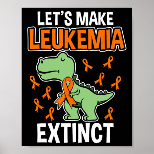 Póster Leukemia Naranja de dinosaurios Ribbon Hematólogo 