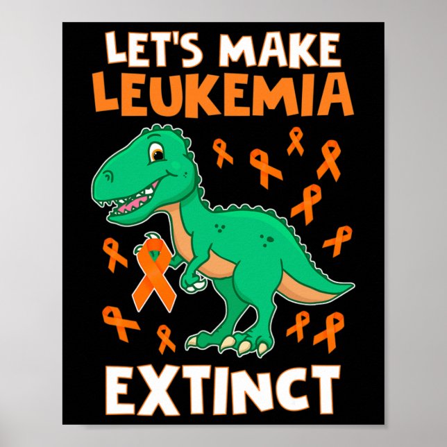 Póster Leukemia Naranja de dinosaurios Ribbon Hematólogo  (Frente)