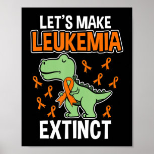 Póster Leukemia Naranja de dinosaurios Ribbon Hematólogo 