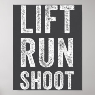 Póster Levanta, Corre, Dispara Vintage - Regalo Motivacio
