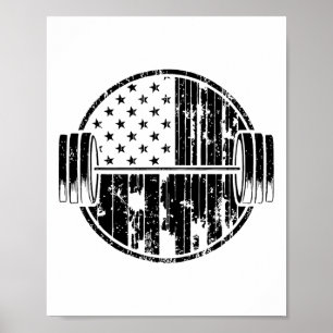 Póster levantamiento de pesas bandera estadounidense EE. 