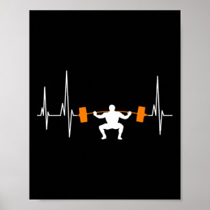 Póster Levantamiento de pesas con barra corazón musculoso