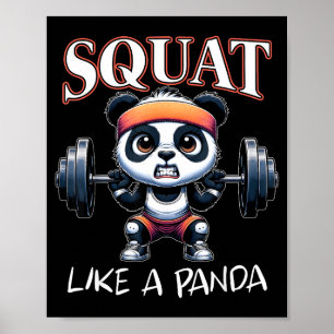 Póster Levantamiento de pesas de panda Fitness divertido