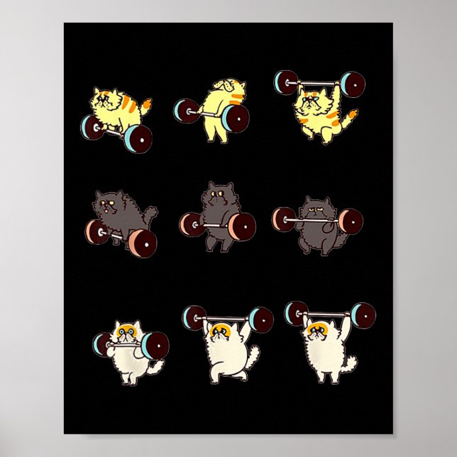 Póster Levantamiento de peso Gato Funny Gym Gift Tee (Frente)