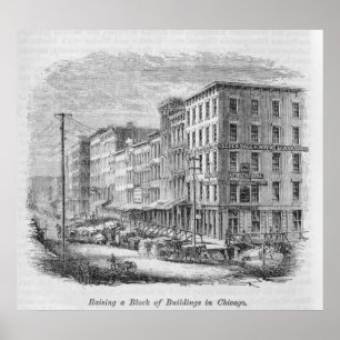 Póster Levantando un bloque de edificios en Chicago