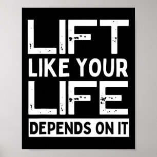 Póster Levantar Como Tu Vida Depende De Ti Gym Weightlift