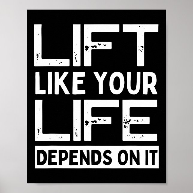 Póster Levantar Como Tu Vida Depende De Ti Gym Weightlift (Frente)