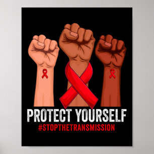 Póster Levantar la mano Protégete a ti mismo Conciencia s