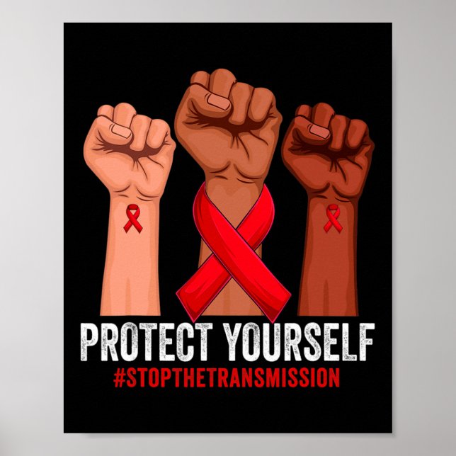 Póster Levantar la mano Protégete a ti mismo Conciencia s (Frente)
