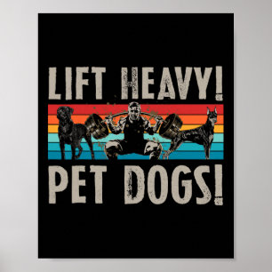 Póster Levantar Mascotas Pesadas Retro Perros Culturismo