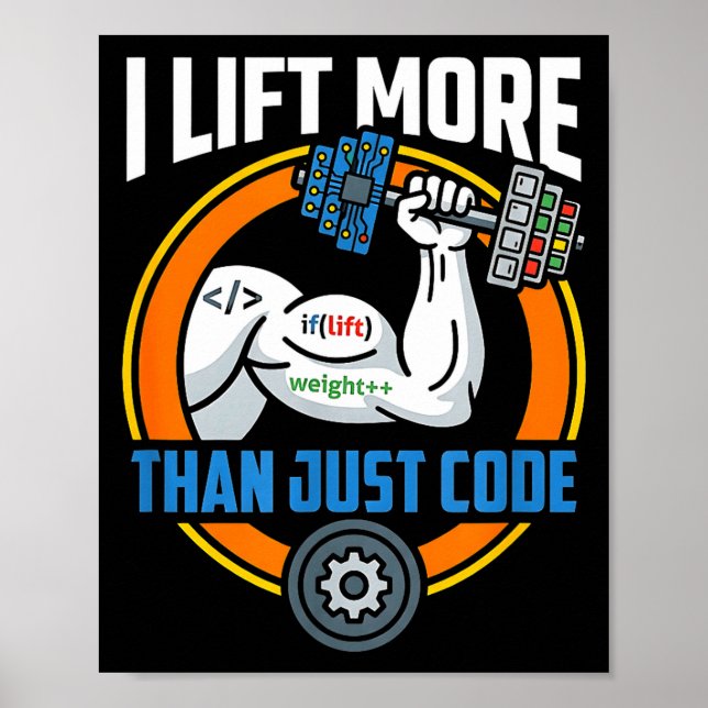 Póster Levanto más que código divertido programador desar (Frente)