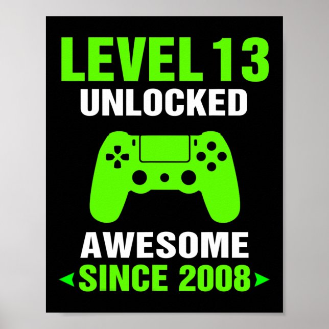 Póster Level 13 Unlocked Awesome 2008 Video Game 13th Bir (Frente)