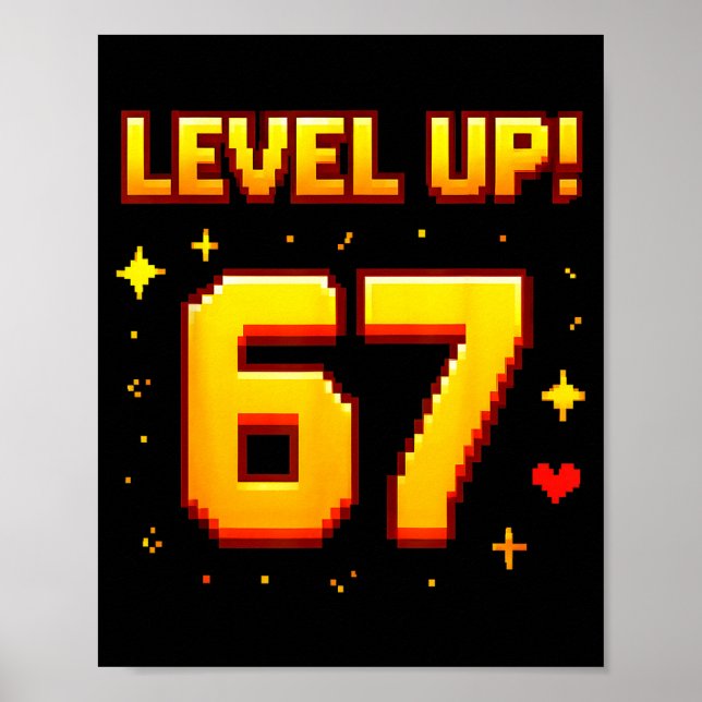 Póster Level Up 67 Funny Gaming 6 7 Meme Gen Alpha Slang  (Frente)