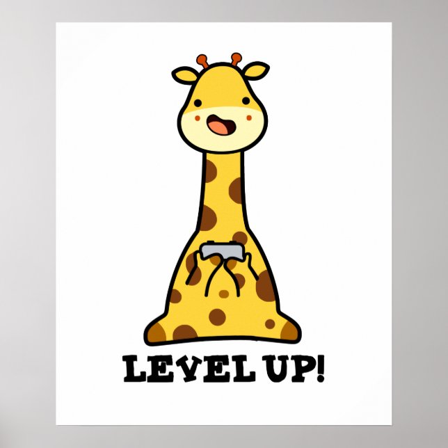 Póster Level Up Funny Giraffe Pun (Frente)
