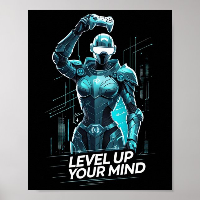Póster Level Up Your Mind Ai Gamer  (Frente)