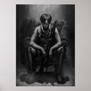Póster Levi De Capte Blanco Y Negro Con La Pistola