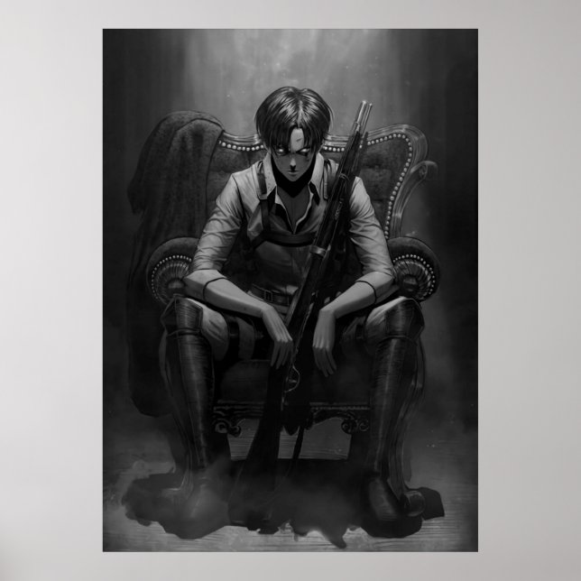 Póster Levi De Capte Blanco Y Negro Con La Pistola (Frente)