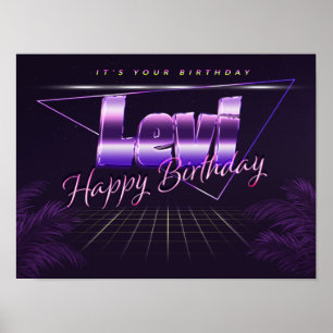 Póster Levi Name Vorname lila retro Poster Geburtstag
