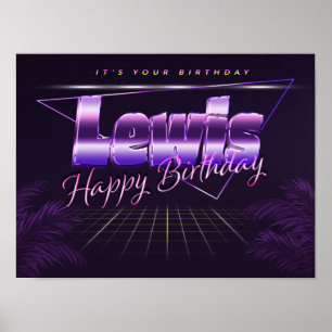 Póster Lewis Name Vorname lila retro Poster Geburtstag