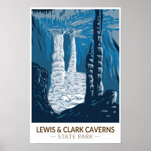 Póster Lewis y Clark Caverns Parque Estatal Montana Vinta