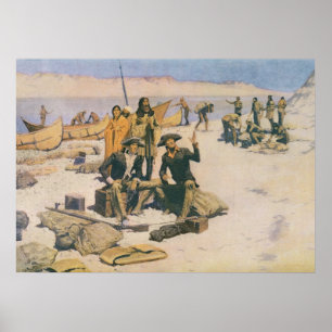 Póster Lewis y Clark en el río Columbia