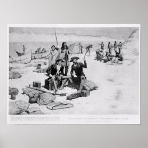 Póster Lewis y Clark en la boca del Columbia