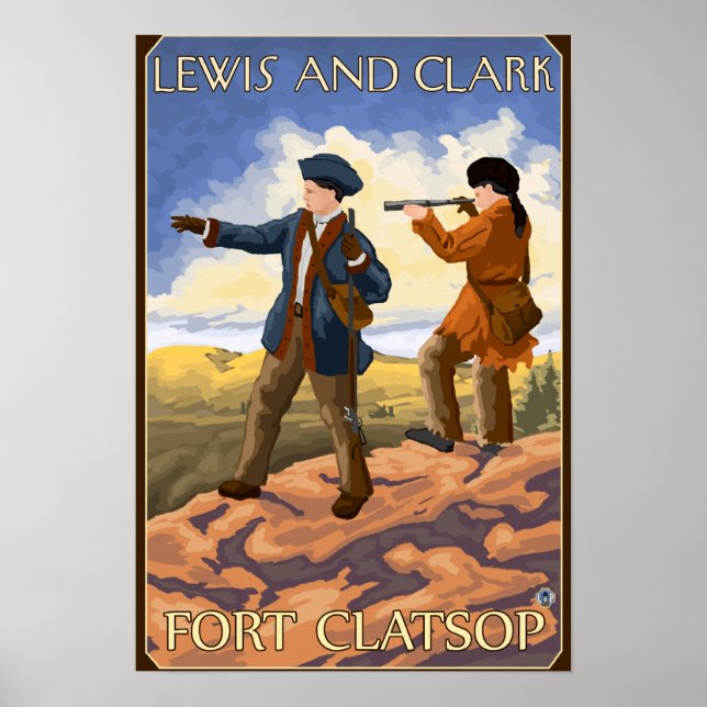 Póster Lewis y Clark - Fort Clatsop, Oregón (Frente)