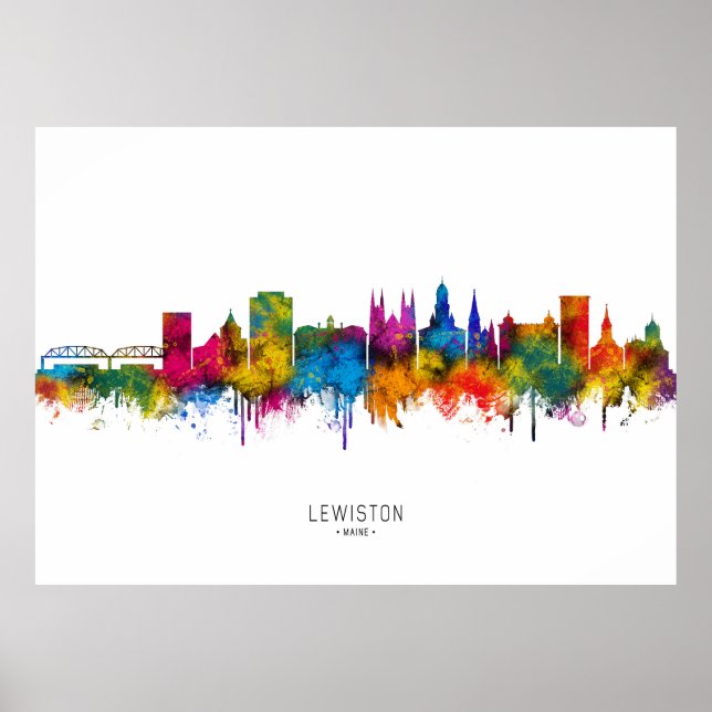 Póster Lewiston Maine Skyline (Frente)